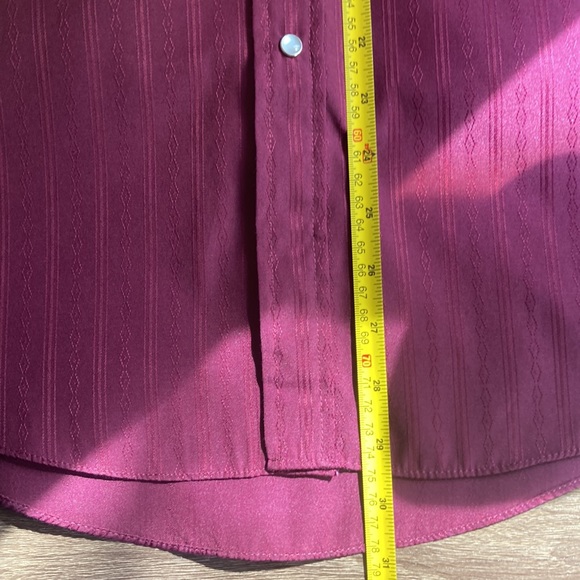 Mens Medium Ely Cattleman Burgundy Pearl Snap Western Button Down - Picture 10 of 13